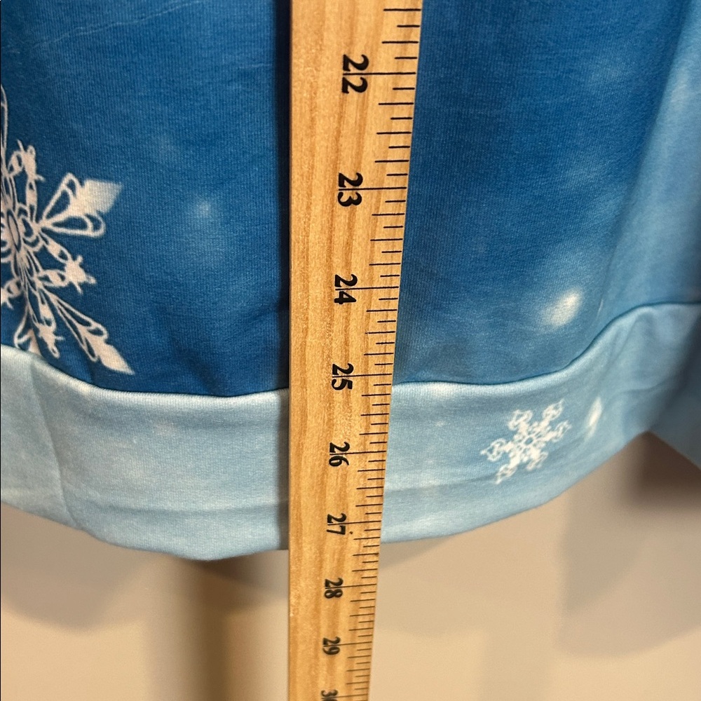 Snowman Christmas Holiday Long Sleeve Shirt Blue Snowflake Print 2XL Winter Top - Picture 6 of 8
